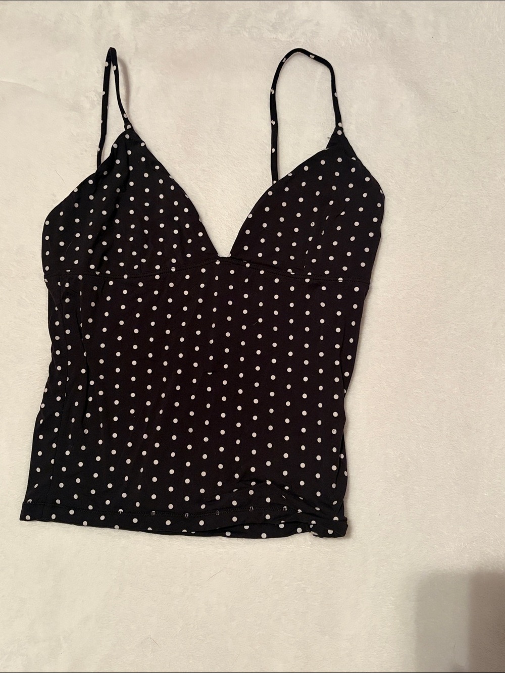 Polka Dot Spaghetti-Strap Tank Top - Black/White
